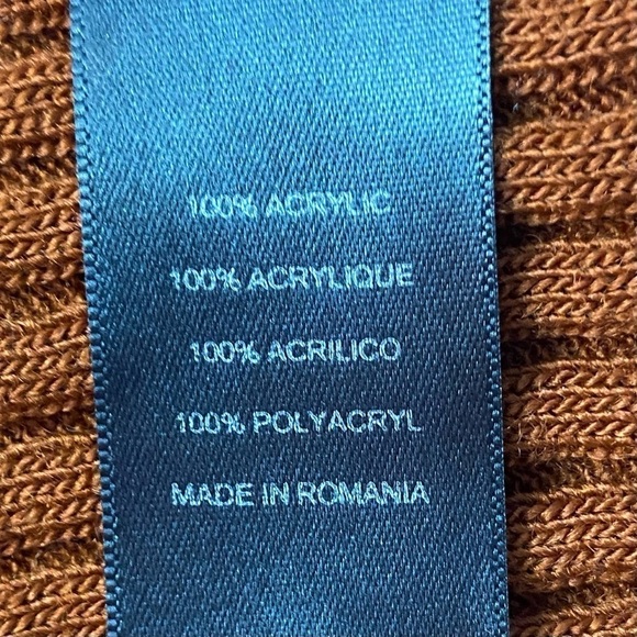 ASOS Fall Rust Orange Pumpkin Ruffle Mock Neck Sweater Stretch Ribbed FALL Cozy - Picture 5 of 9